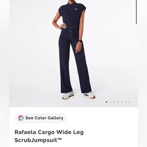 Figs Navy Wide-Leg Jumpsuit
